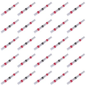 Heat Shrink Insulated Waterproof Solder Butt Connectors (22-18 AWG) Red 25-Pack